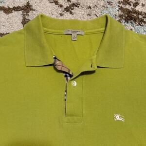 Burberry London Polo Shirt Size Large Lime Green Designer Nova Check